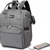 Miss Lulu Luiertas Rugzak - Luiertas Met USB Oplaadstation - Baby Tas Inclusief Buggy En Kinderwagen Haken - Grijs (E6705USB GY)