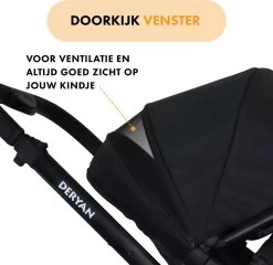 Deryan Evy Kinderwagen - Duo Kinderwagen - Uitbreidbaar - Inclusief Reiswieg - Zwart -Babyproducten Uitverkoop 1200x1164 2