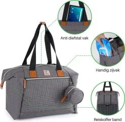Brisby Slijtvaste Luiertas - Verzorgingstas Groot - Grijs - Inclusief Verschoonmatje - Isoleervakken - Fopspeen Houder - Makkelijk Te Bevestigen Aan De Kinderwagen -Babyproducten Uitverkoop 1200x1165 1