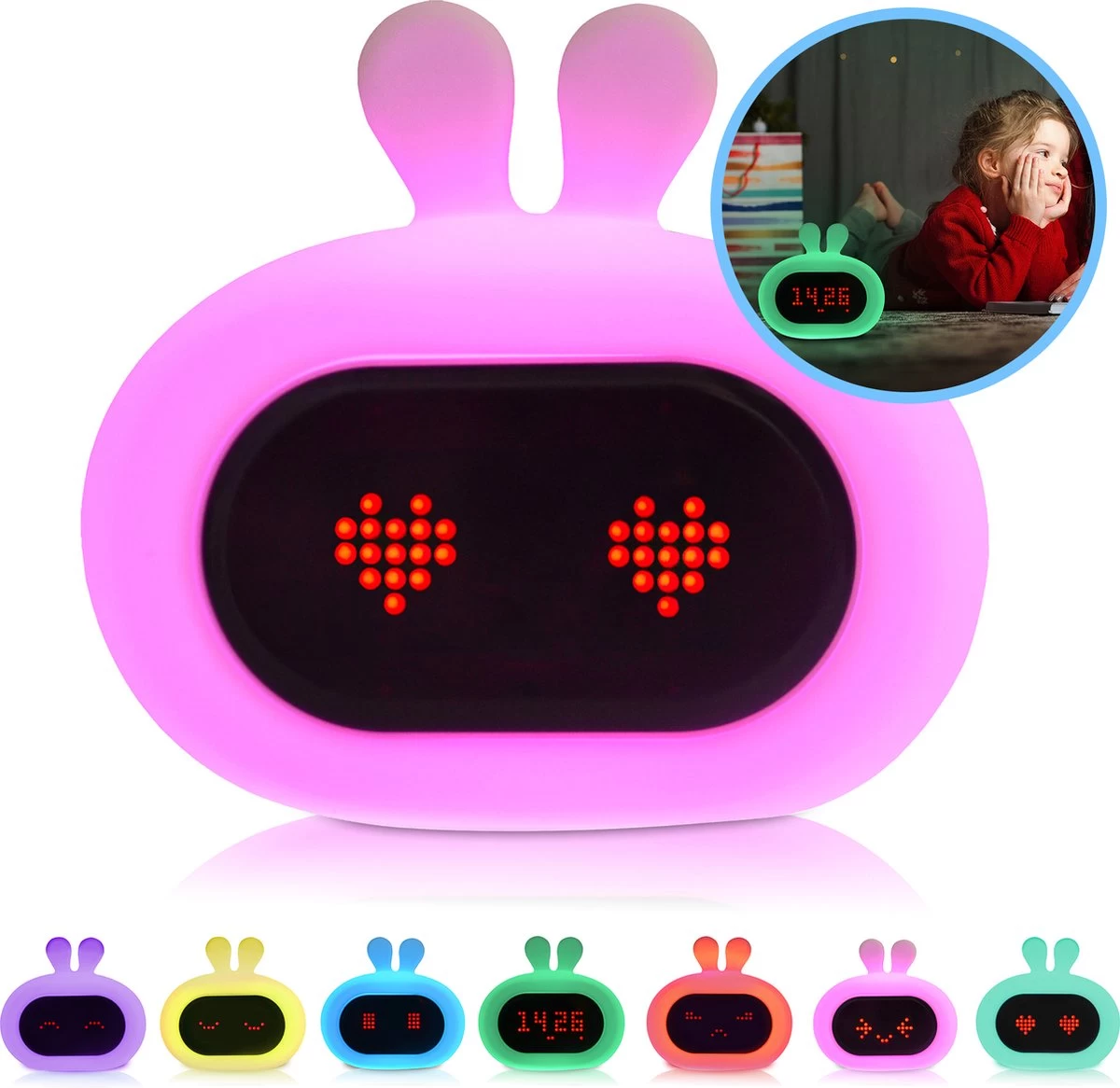 Kadoing Konijn Kinderwekker - Met Gezichtsuitdrukkingen En TAP-ON - Wake Up Light Voor Kinderen - Wekker Digitaal - Kinderklok - Nachtlamp - Slaapkamer - Kinderkamer - Kinderspeelgoed - Speelgoed Cadeau 1 Kadoing Konijn Kinderwekker - Met Gezichtsuitdrukkingen En TAP-ON - Wake Up Light Voor Kinderen - Wekker Digitaal - Kinderklok - Nachtlamp - Slaapkamer - Kinderkamer - Kinderspeelgoed - Speelgoed Cadeau