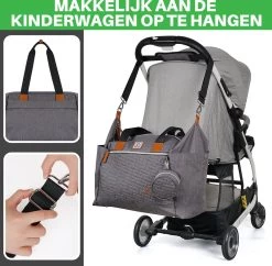 Brisby Slijtvaste Luiertas - Verzorgingstas Groot - Grijs - Inclusief Verschoonmatje - Isoleervakken - Fopspeen Houder - Makkelijk Te Bevestigen Aan De Kinderwagen -Babyproducten Uitverkoop 1200x1174 4
