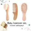 Baby Borstel - Baby Haarborstel - Baby Verzorging Set - Baby Borstel En Kam - Houten Baby Kam - Haarborstel Set - Babyshower Gift- Baby Verzorgingsproducten - Baby Kam - Kraamcadeau