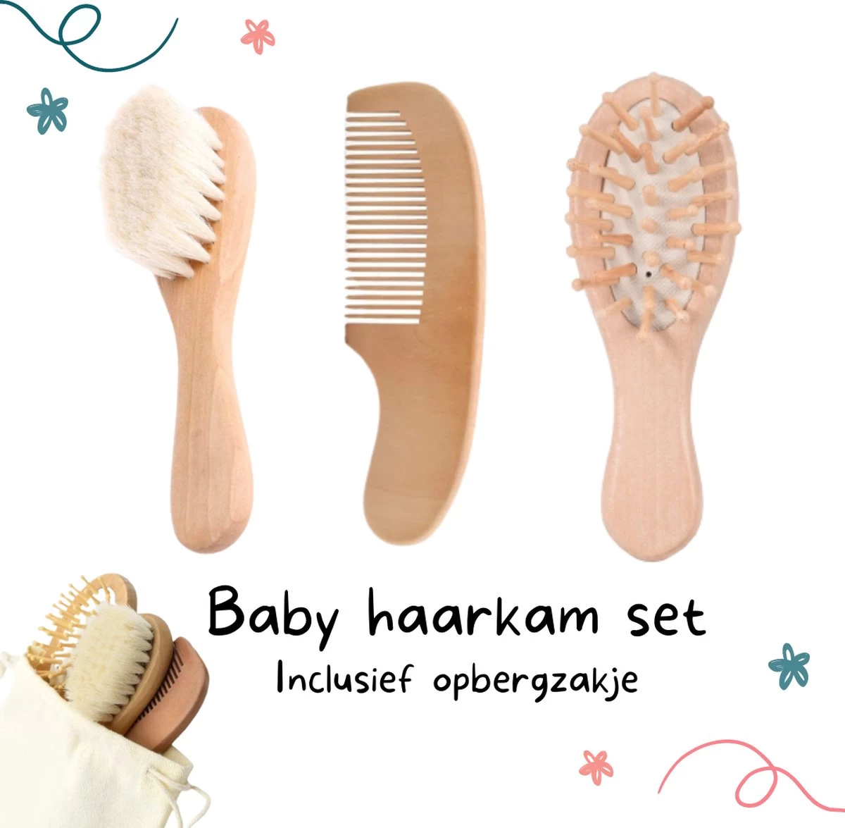 Baby Borstel - Baby Haarborstel - Baby Verzorging Set - Baby Borstel En Kam - Houten Baby Kam - Haarborstel Set - Babyshower Gift- Baby Verzorgingsproducten - Baby Kam - Kraamcadeau 1 Baby Borstel - Baby Haarborstel - Baby Verzorging Set - Baby Borstel En Kam - Houten Baby Kam - Haarborstel Set - Babyshower Gift- Baby Verzorgingsproducten - Baby Kam - Kraamcadeau