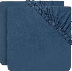 Jollein Baby Hoeslaken Ledikant Jersey 60x120cm - Jeans Blue - 2 Stuks