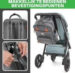 Brisby Slijtvaste Luiertas – Verzorgingstas – Met Buggymontage -Donkergrijs -Babyproducten Uitverkoop 1200x1181 3