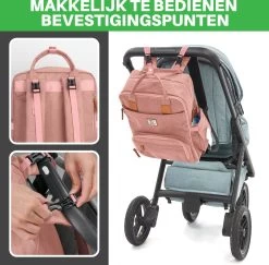 Brisby Slijtvaste Luiertas – Verzorgingstas – Met Buggymontage - Roze -Babyproducten Uitverkoop 1200x1181 4