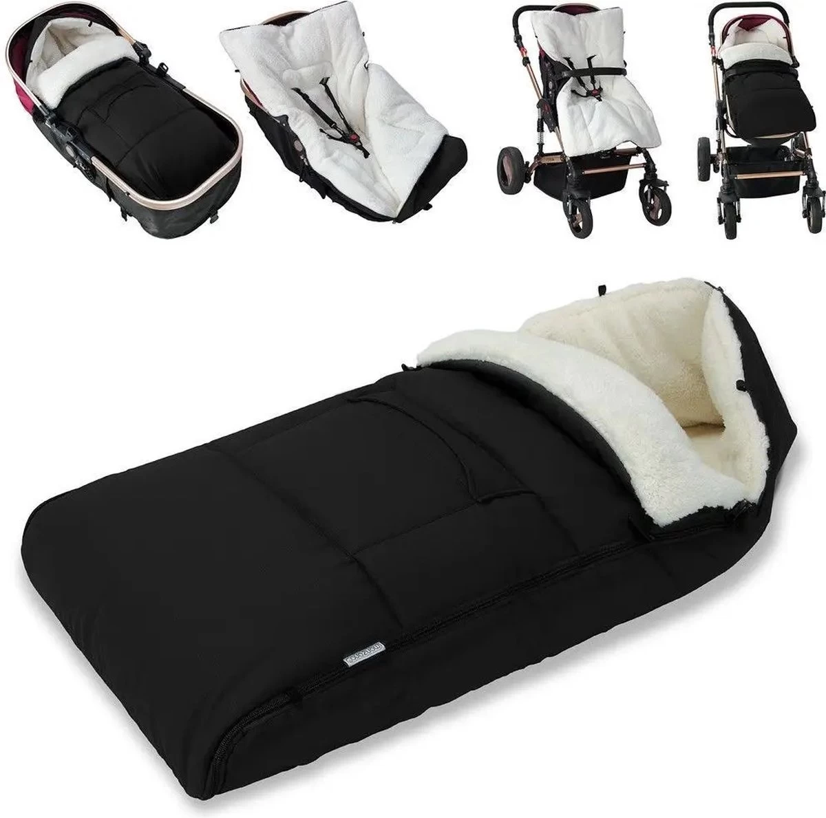 TechU™ Warme Fleece Slaapzak Voor Kinderwagen & Buggy – Zacht Fleece Bedje Voor Baby's – Tegen Kou, Onderkoeling & Winter – Zwart 1 TechU™ Warme Fleece Slaapzak Voor Kinderwagen & Buggy – Zacht Fleece Bedje Voor Baby's – Tegen Kou, Onderkoeling & Winter – Zwart