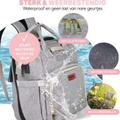 Vulpes BabyCare® Luiertas Rugzak - Luiertassen Met Babybed - Grote Luiertas Met Wieg- Luiertas Verzorgingstas Met Babybedje - Verzorgingsrugzak - Grijs -Babyproducten Uitverkoop 1200x1193 3