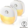 Peerlights® - LED Nachtlampje Draadloos - Dimbare Nachtlampjes Met Bewegingsensor - Nachtlampje Babykamer - Nacht Lamp - Kinderen & Baby – Warm Licht - 2 Stuks