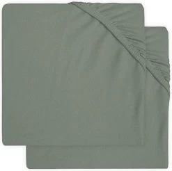 Jollein Baby Hoeslaken Ledikant Jersey 60x120cm - Ash Green - 2 Stuks