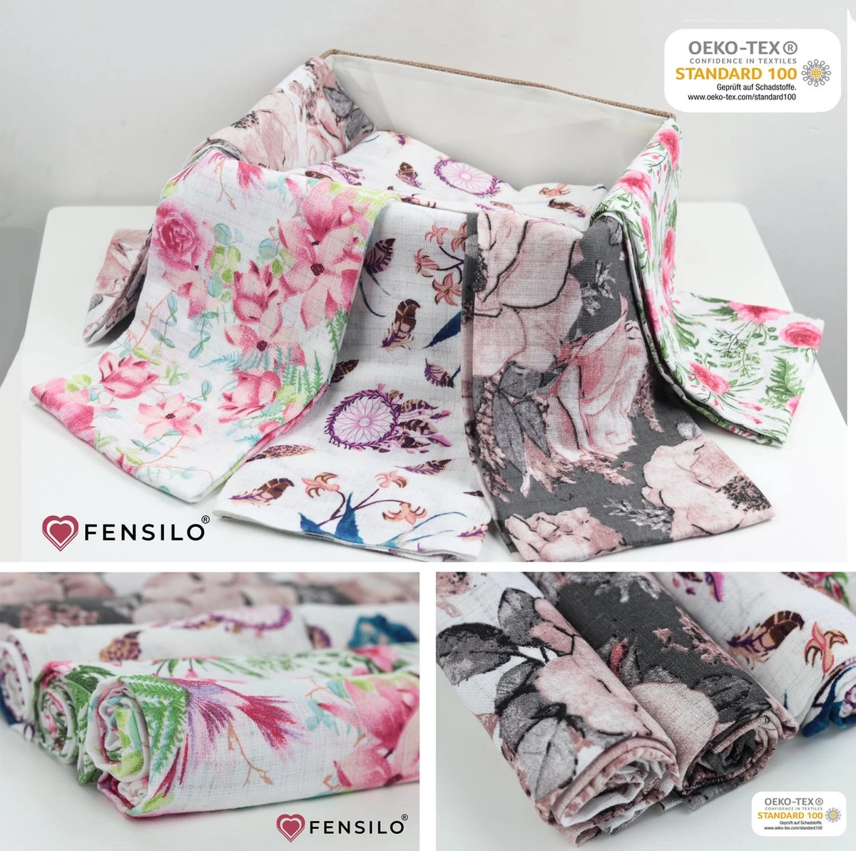 Hydrofiele Doeken - Hydrofiele Luiers - 70 X 80 Cm - 10 Pack - Roze- Bloemen - Meisje - Standard 100 By Oeko-tex® - Fensilo 2 Hydrofiele Doeken - Hydrofiele Luiers - 70 X 80 Cm - 10 Pack - Roze- Bloemen - Meisje - Standard 100 By Oeko-tex® - Fensilo - Afbeelding 2