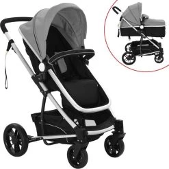 VidaXL Kinderwagen 2-in-1 Aluminium Grijs En Zwart -Babyproducten Uitverkoop 1200x1197 6