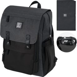 Brisby Slijtvaste Luiertas – Verzorgingstas - Two Tone Zwart En Donkergrijs - Inclusief Verschoonmatje - Isoleervakken - Met Geïntegreerde Kinderwagen Haken