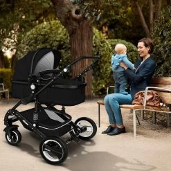 KIDUKU- 3 In 1 Combi-kinderwagen- Zwart- Buggy Incl. Autostoeltje-regenhoes- Inklapbaar -Babyproducten Uitverkoop 1200x1200 1002