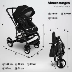 KIDUKU- 3 In 1 Combi-kinderwagen- Zwart- Buggy Incl. Autostoeltje-regenhoes- Inklapbaar -Babyproducten Uitverkoop 1200x1200 1005