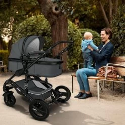 KIDUKU- 3 In 1 Combi-kinderwagen- Antraciet/zwart Buggy Incl. Autostoeltje-regenhoes- Inklapbaar -Babyproducten Uitverkoop 1200x1200 1042