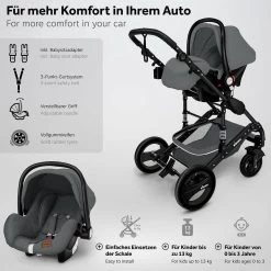 KIDUKU- 3 In 1 Combi-kinderwagen- Antraciet/zwart Buggy Incl. Autostoeltje-regenhoes- Inklapbaar -Babyproducten Uitverkoop 1200x1200 1045