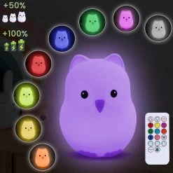 Kadoing Uil Nachtlamp (Groot) - Met TAP-ON & Afstandsbediening - Oplaadbaar - LED Lamp - Gender Reveal - Babyshower - Kraamcadeau - Baby - Babykamer - Verjaardag Kinderen - Kinderkamer - Kinderspeelgoed - Speelgoed Cadeau - Premium Kinderlamp