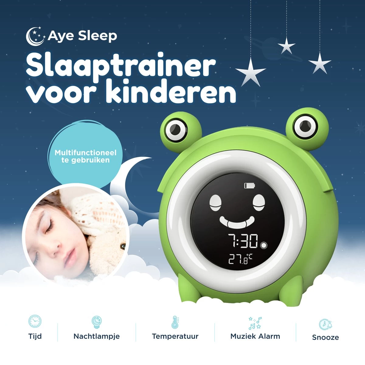 AyeSleep Slaaptrainer – 5 Lichtkleuren Kinderwekker – Dimbaar - Slaaptrainer Kinderen 2 AyeSleep Slaaptrainer – 5 Lichtkleuren Kinderwekker – Dimbaar - Slaaptrainer Kinderen - Afbeelding 2