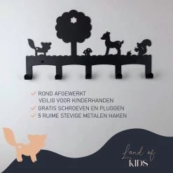 Kinderkapstok Zwart Tyro- Duurzaam Materiaal In Een Luxe Uitstraling. - Kapstok Kinderen - Kinderkamer Haakjes - 5 Haken Metaal - Land Of Kids Kinderkapstokken -Babyproducten Uitverkoop 1200x1200 1175