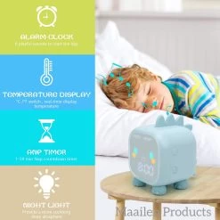 Merkloos Dino Slaaptrainer - Kinderwekker - Dino - Nachtlampje - Inclusief Handleiding - USB-oplaadbaar - Draadloos - Blauw -Babyproducten Uitverkoop 1200x1200 1185