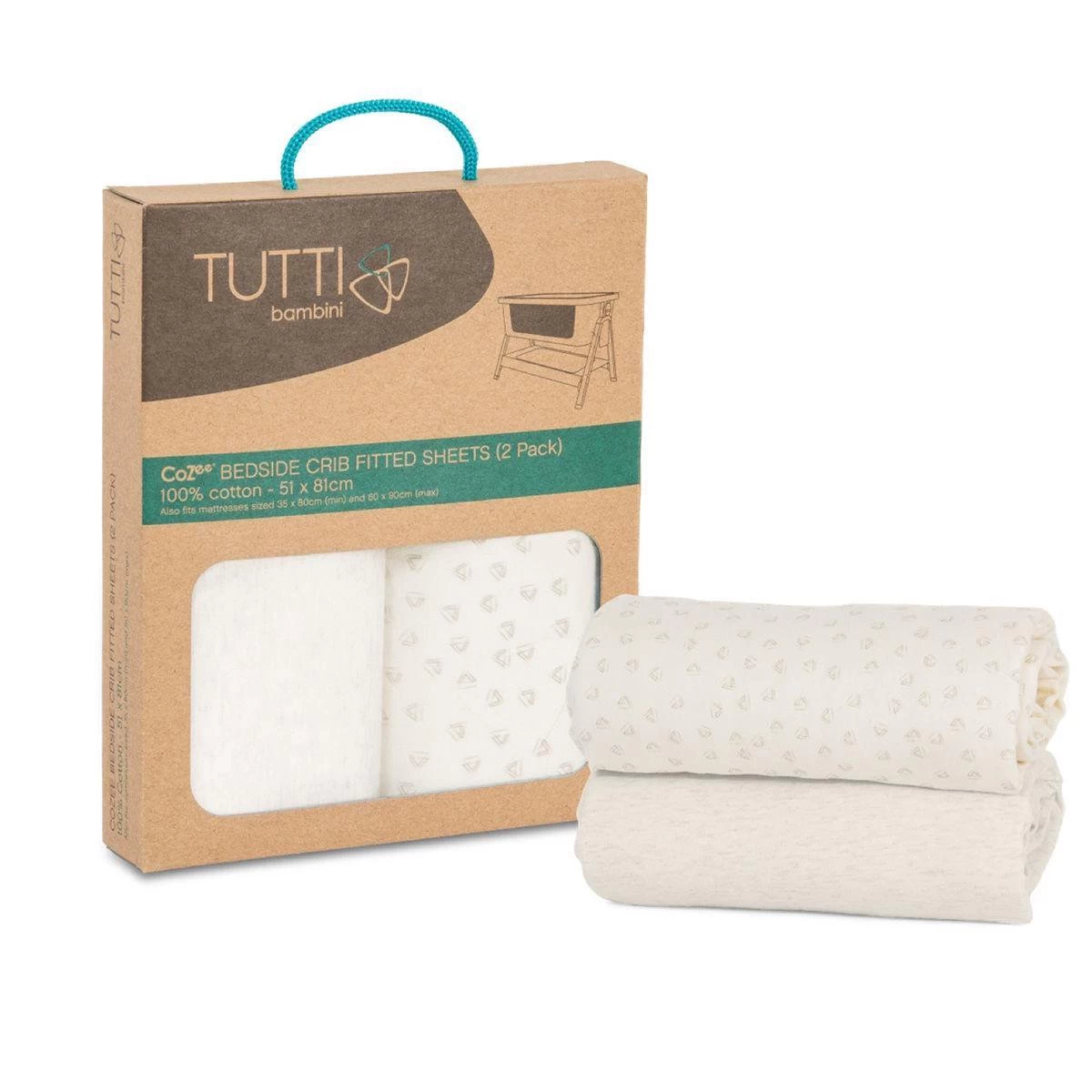 Tutti Bambini Cozee Hoeslakens Bedside Wieg - Neutral/Pebbel 2 Tutti Bambini Cozee Hoeslakens Bedside Wieg - Neutral/Pebbel - Afbeelding 2