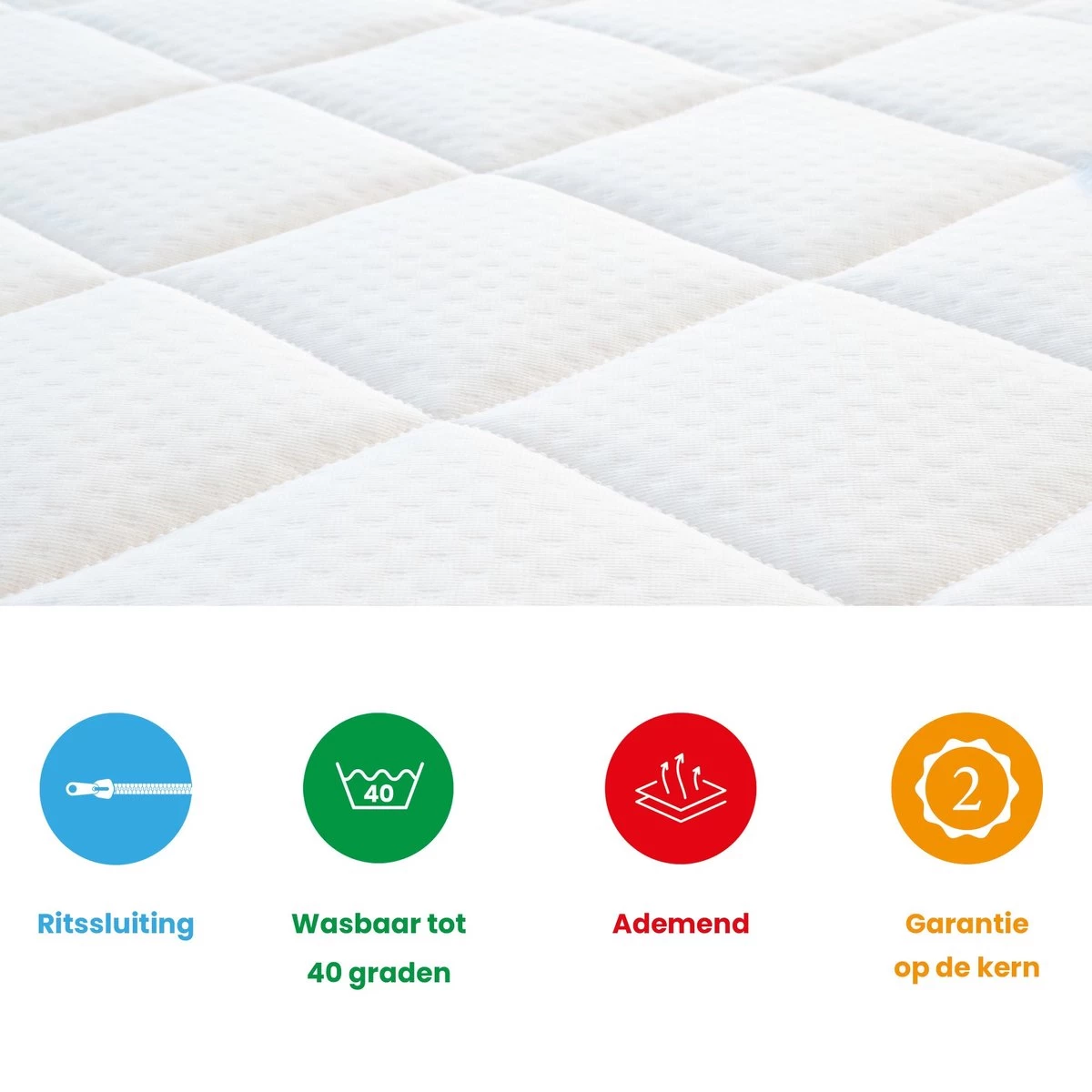 Babymatras 50x80 Wiegmatras Koudschuim HR40 Dubbeldoek | Afritsbaar | Wasbaar | Ademend 11 Babymatras 50x80 Wiegmatras Koudschuim HR40 Dubbeldoek | Afritsbaar | Wasbaar | Ademend - Afbeelding 11