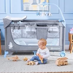 Kinderkraft Joy Luxe - Campingbed Met Schommelfunctie Blauw -Babyproducten Uitverkoop 1200x1200 194