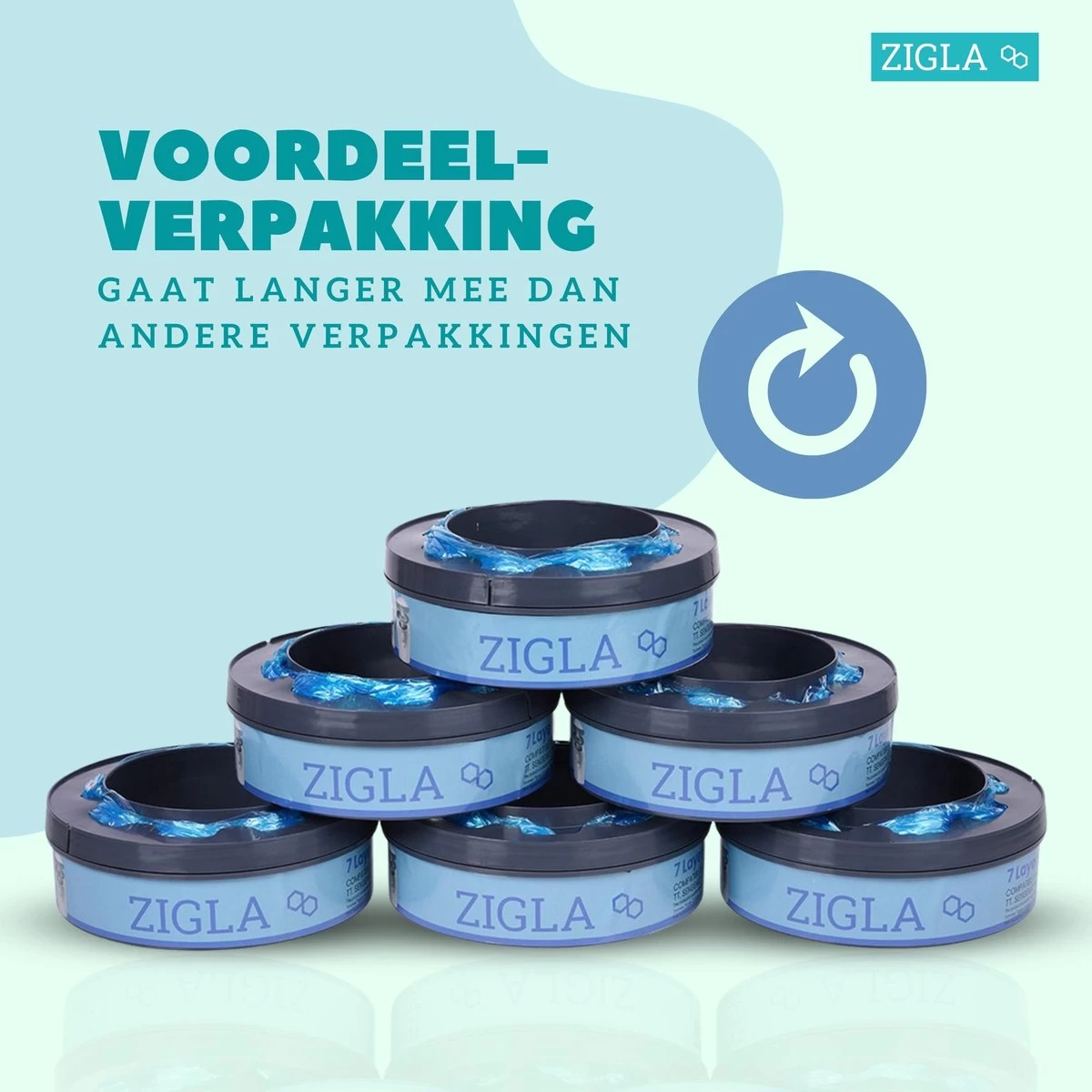 Zigla – 6x Luieremmer Navulling – Navulcassette - Geschikt Voor Tommee Tippee Sangenic Tec 2 Zigla – 6x Luieremmer Navulling – Navulcassette - Geschikt Voor Tommee Tippee Sangenic Tec - Afbeelding 2