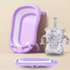 Baby Badje Opvouwbaar - 3 In 1 Opvouwbaar - Opbergmand - Inclusief Badkussen - Babybadje - Peuterbadje 83 × 48 × 23,5 Cm - Purper -Babyproducten Uitverkoop 1200x1200 2059