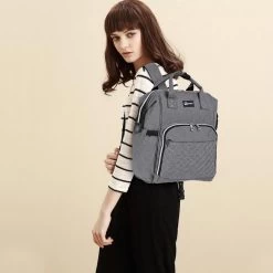 Miss Lulu Luiertas Rugzak - Luiertas Met USB Oplaadstation - Baby Tas Inclusief Buggy En Kinderwagen Haken - Grijs (E6705USB GY) -Babyproducten Uitverkoop 1200x1200 217