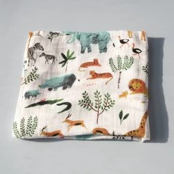 Hydrofiele Doek XL - Baby Inbakerdoek - 120x120 Cm - Safari Dieren -Babyproducten Uitverkoop 1200x1200 2213
