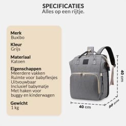 Buxibo 2-in-1 Luier- En Verzorgingstas - Inclusief Verschoon Matje - Baby Rug Tas Met Isoleervak - Diaper Backpack Bag - Reis Rugzak Inclusief Buggy En Kinderwagen Haken - Grote Capaciteit - -Babyproducten Uitverkoop 1200x1200 229