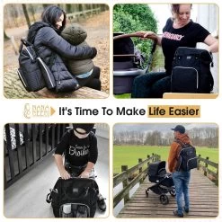 NanaBeebi Luiertas Rugzak Met Verschoonmatje - Zwart - Inclusief Flessenwarmhouder - Kinderwagenhaken En Isoleervak -Babyproducten Uitverkoop 1200x1200 327