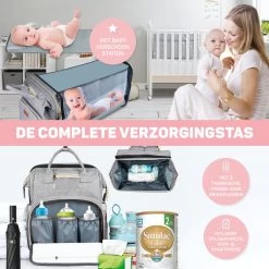 Vulpes BabyCare® Luiertas Rugzak - Luiertassen Met Babybed - Grote Luiertas Met Wieg- Luiertas Verzorgingstas Met Babybedje - Verzorgingsrugzak - Grijs -Babyproducten Uitverkoop 1200x1200 344