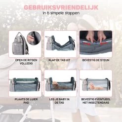 Vulpes BabyCare® Luiertas Rugzak - Luiertassen Met Babybed - Grote Luiertas Met Wieg- Luiertas Verzorgingstas Met Babybedje - Verzorgingsrugzak - Grijs -Babyproducten Uitverkoop 1200x1200 346