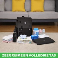 Brisby Slijtvaste Luiertas – Verzorgingstas - Two Tone Zwart En Donkergrijs - Inclusief Verschoonmatje - Isoleervakken - Met Geïntegreerde Kinderwagen Haken -Babyproducten Uitverkoop 1200x1200 404
