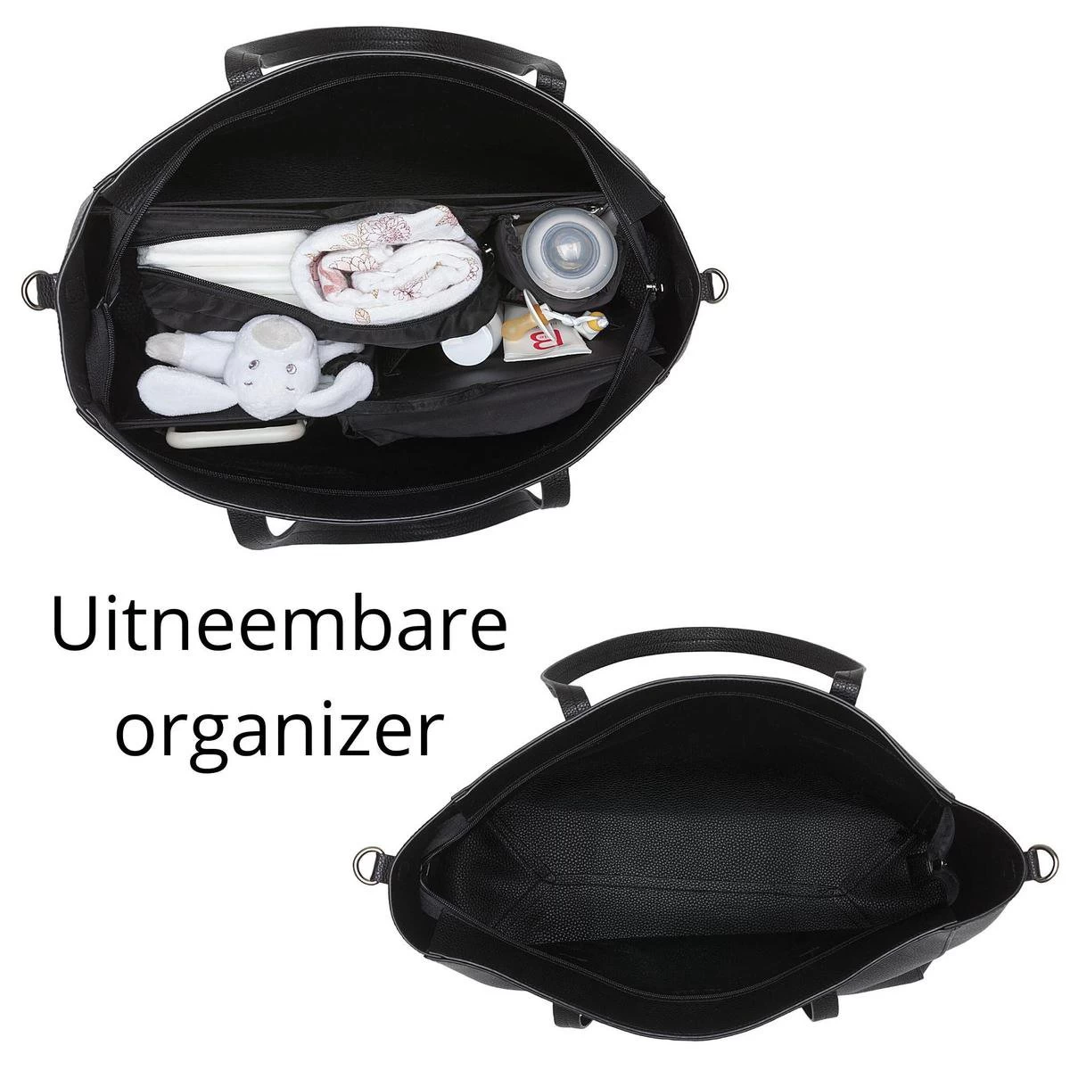 Snoozzz Luiertas Luxe Verzorgingstas – Inclusief Uitneembare Tas Organizer Met Thermovak, Stroller Hooks En Verschoningsmatje - Zwart 3 Snoozzz Luiertas Luxe Verzorgingstas – Inclusief Uitneembare Tas Organizer Met Thermovak, Stroller Hooks En Verschoningsmatje - Zwart - Afbeelding 3