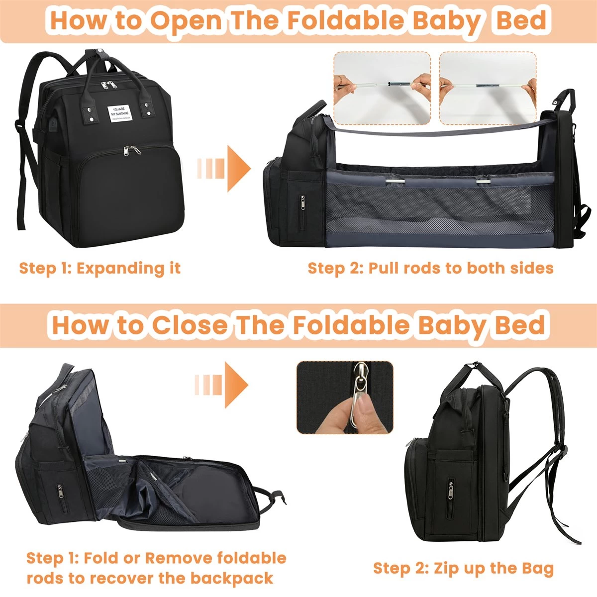 Merkloos Luiertas Rugzak - Luiertassen Met Babybed - Grote Luiertas Met Wieg - Luiertas Verzorgingstas Met Babybedje - Verzorgingsrugzak - Zwart 7 Merkloos Luiertas Rugzak - Luiertassen Met Babybed - Grote Luiertas Met Wieg - Luiertas Verzorgingstas Met Babybedje - Verzorgingsrugzak - Zwart - Afbeelding 7