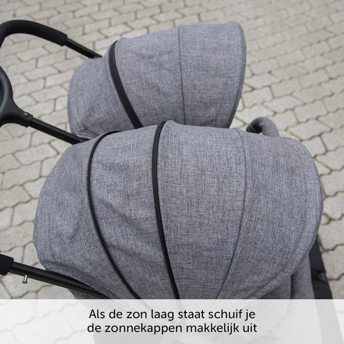 ABC Design Duo Kinderwagen Twin Circle Line - Inclusief Regenhoes - Woven Graphite 14 ABC Design Duo Kinderwagen Twin Circle Line - Inclusief Regenhoes - Woven Graphite - Afbeelding 14