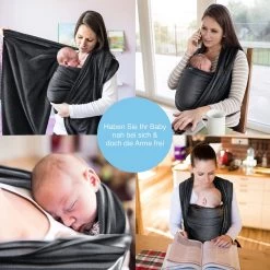 Makimaja Baby Sling - Donkergrijs - Hoge Kwaliteit 100% Natuurlijk Katoen Baby Sling - Baby Sling Pasgeborenen En Baby's Tot 15 Kg - Plus Inclusief: Baby Slabbetje -Babyproducten Uitverkoop 1200x1200 856