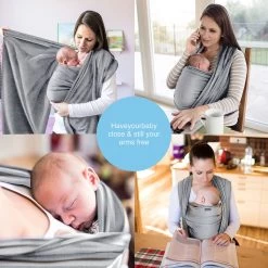 Makimaja Baby Sling - Licht Grijs - Hoge Kwaliteit 100% Natuurlijk Katoen Baby Sling - Baby Sling Pasgeborenen En Baby's Tot 15 Kg - Plus Inclusief: Baby Slabbetje -Babyproducten Uitverkoop 1200x1200 883