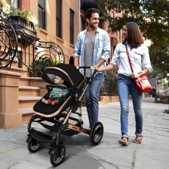 KIDUKU- 3 In 1 Combi-kinderwagen- Zwart/goud- Buggy Incl. Autostoeltje-regenhoes- Inklapbaar -Babyproducten Uitverkoop 1200x1200 957