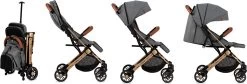 MoMi Wandelwagen - Compacte Lichtgewicht Buggy - Estelle - Gray-Gold (geschikt Van 6mnd - 15kg) -Babyproducten Uitverkoop 1200x410