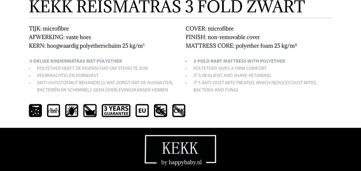 Kekk Campingbedmatras Matras Voor Campingbedje Opvouwbaar 60 X 120 Cm Zwart In Draagtas 2 Kekk Campingbedmatras Matras Voor Campingbedje Opvouwbaar 60 X 120 Cm Zwart In Draagtas - Afbeelding 2