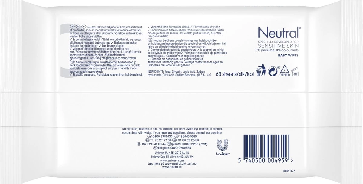 Neutral Billendoekjes - Parfumvrij - 1008 Doekjes - Voordeelverpakking 3 Neutral Billendoekjes - Parfumvrij - 1008 Doekjes - Voordeelverpakking - Afbeelding 3