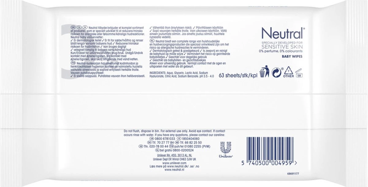 Neutral Billendoekjes - Parfumvrij - 1008 Doekjes - Voordeelverpakking 10 Neutral Billendoekjes - Parfumvrij - 1008 Doekjes - Voordeelverpakking - Afbeelding 10