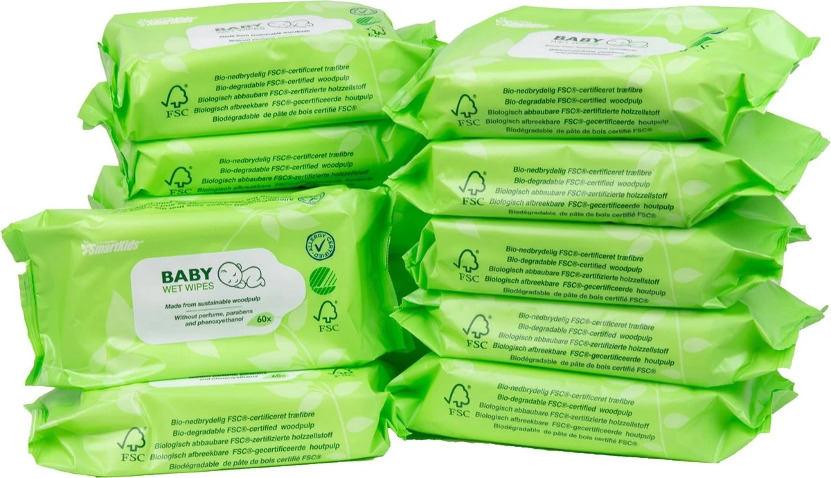 SmartKids Ecologische Billendoekjes – 12 X 60 Stuks 1 SmartKids Ecologische Billendoekjes – 12 X 60 Stuks