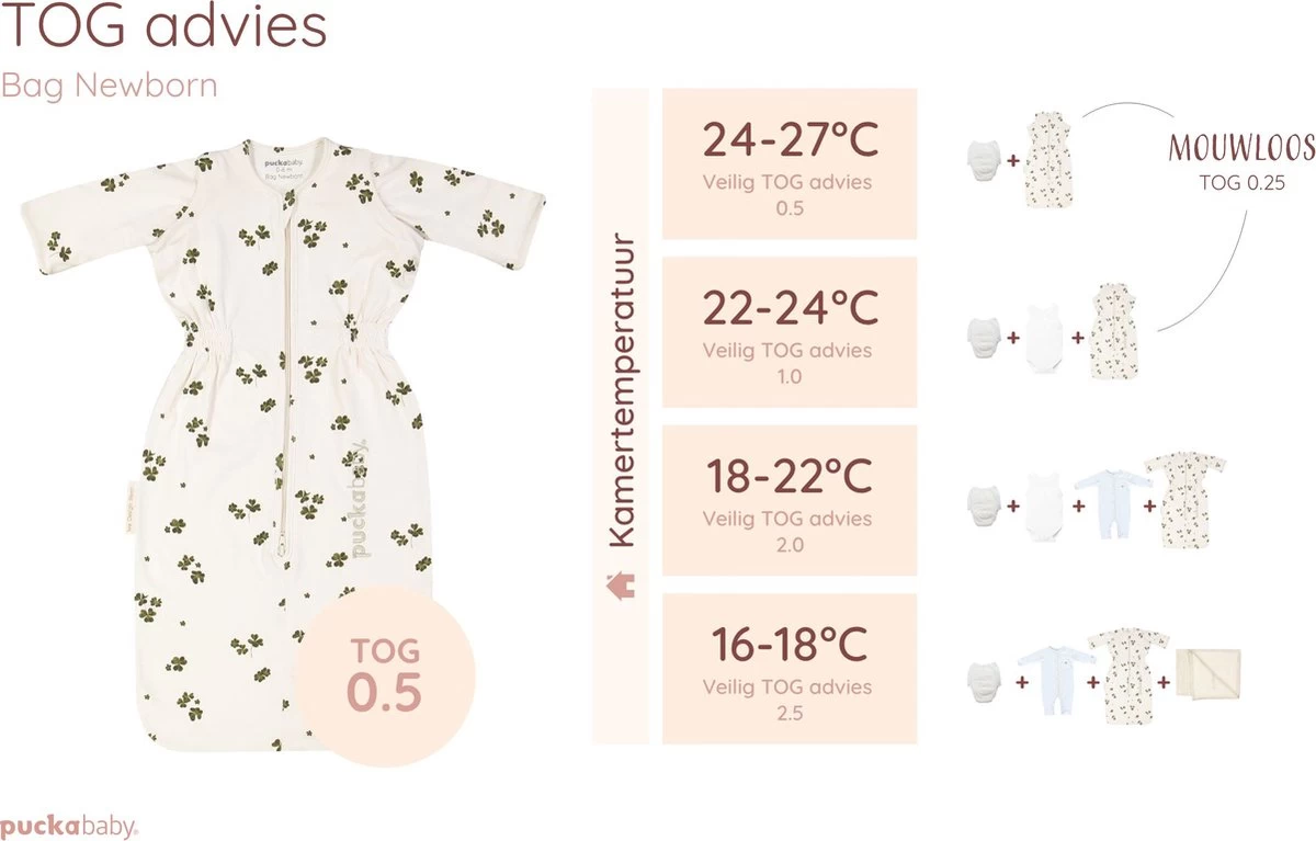Puckababy Babyslaapzak Bag Newborn 0-6 Maanden - 70 Cm - Alle Seizoenen - Lucky Clover 4 Puckababy Babyslaapzak Bag Newborn 0-6 Maanden - 70 Cm - Alle Seizoenen - Lucky Clover - Afbeelding 4
