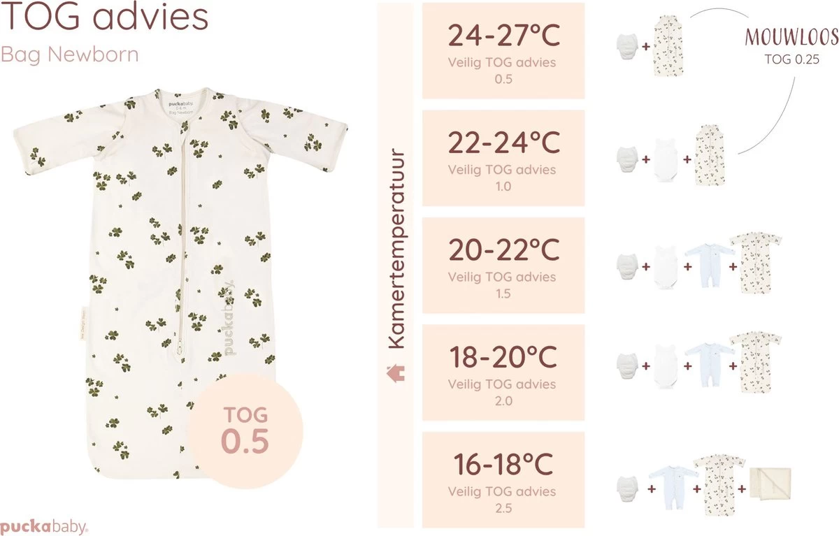 Puckababy Babyslaapzak Bag Newborn 0-6 Maanden - 70 Cm - Alle Seizoenen - Lucky Clover 5 Puckababy Babyslaapzak Bag Newborn 0-6 Maanden - 70 Cm - Alle Seizoenen - Lucky Clover - Afbeelding 5